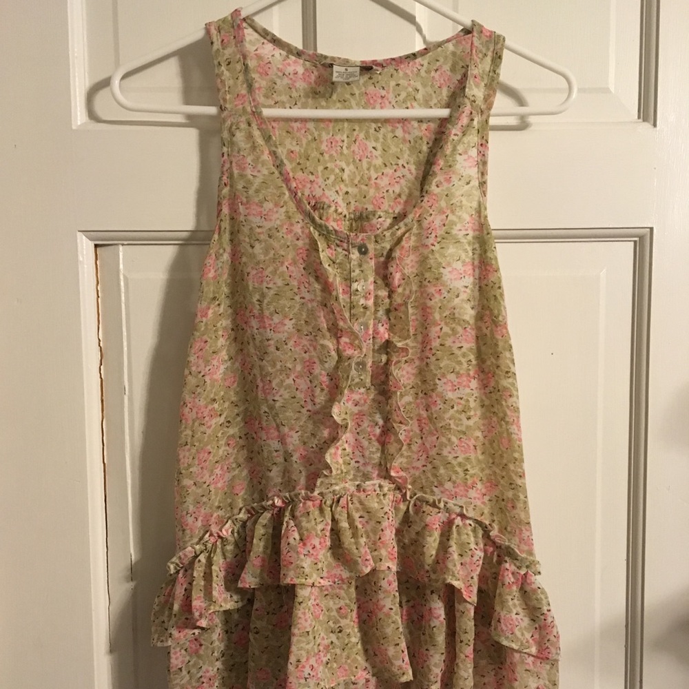 Fun and Flirt Ruffled Floral Tank Top